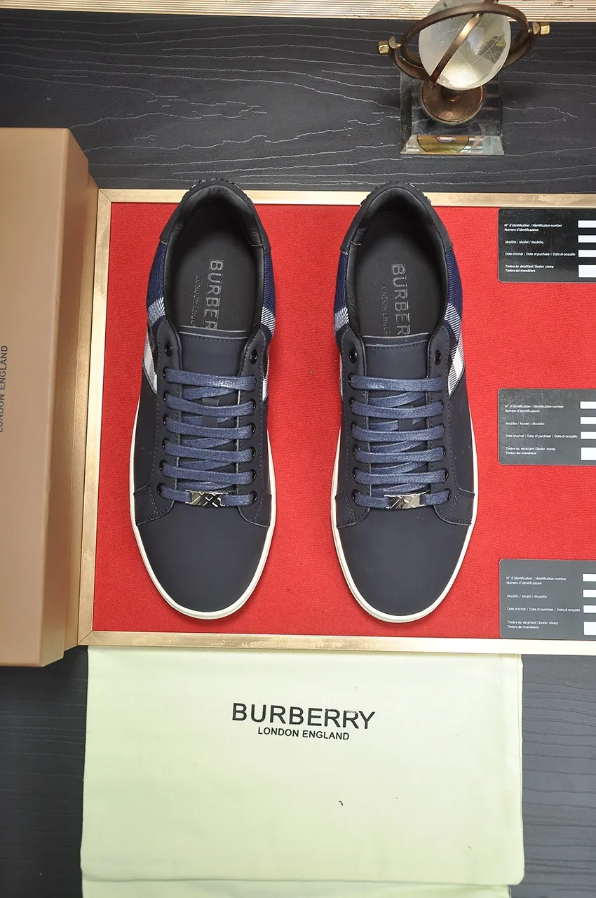 Men's shoes💰480💶[Burberry] (cowhide lining) classic low-top sneakers｜Imported cowhide with classic plaid fabric｜Cow leather lining｜Original outsole｜Fine workmanship and comfortable to wear Size: 38-44 (customized at 45)
